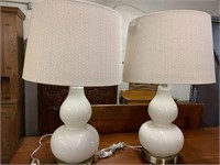 PAIR WHITE GLASS LAMPS