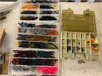 QTY-3 PLASTIC CASES WORMS/TACKLE BOX