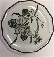 Clear glass 50th anniversary decorative plate