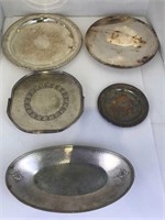 Lot of 5 silverplated  platters