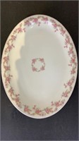 Pink flower oval ceramic platter