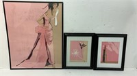 3 pink fashion theme framed artwork