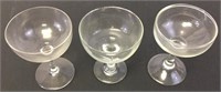 Lot of 3 clear glass wine glasses