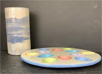 Blue/White Vase & Easter Egg Platter