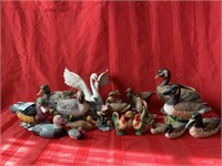 19 duck and avian figurines, mostly porcelain and