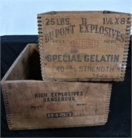 2 Vintage Dupont Wood Explosive Crates