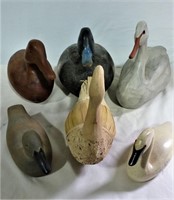 6 Vintage & Painted Wooden Duck Decoys