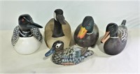 5 Painted Wood Duck & Geese Decoys