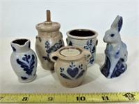 5 Rowe Pottery Miniature Salt Glaze Pieces
