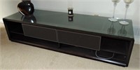 Modern Leather Like Accent TV Stand with 2 Drawers