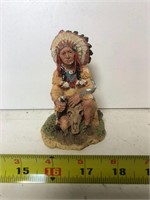 5" Tall Crouching Native American Statue