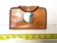 Native American Wallet, leather-feel 8" x 5"