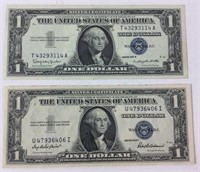Pair of Silver Certificates 1 Dollar Bills
