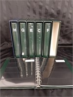 6 Green Stamp Collecting Binders in hard Cases