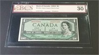 GRADED 1954 Canada Devil's Face One Dollar