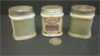Three Old Milk Glass Cream Jars With Original