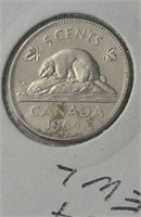 1964 Canada Extra Water Line Five Cent Coin