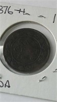 1876H Canada One Cent Coin