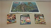 Three Pokemon Books With World Of Sinnoh Map