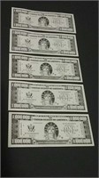 Five US Funny Money Paper Notes