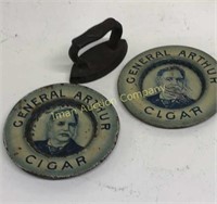 General Arthur Cigar Tin Ashtrays-2, Mini Iron