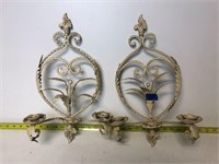 Beige Metal Wall Sconces/Candle Sticks