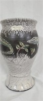 Dale simmons Raku pottery alligator vase