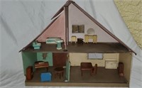 Vintage Wooden Doll House & Wooden Accessories