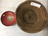 Woven Basket & Brass Bowl