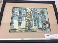 Framed City Watercolor (Signed)