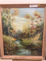 Forest Scene Painted on Board