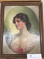 Oil on Board Portrait of Woman