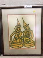 Bamboo-Framed Oriental Picture