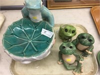 (4) Frog Figurines (Planters/ Bird Bath)