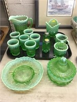 Green Mosser Opalescent Water/Table Set