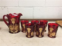 Ruby Water Pitcher Set
