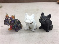 (3) Early Westmoreland Glass Bulldogs