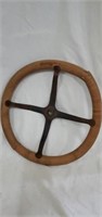 Vintage Wooden & Iron Steering Wheel