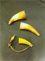 (2) 19th C Carved Powder Horns
