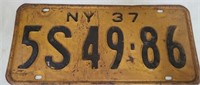 New york 1937 license plate