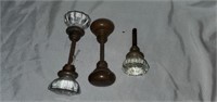 Set of Vintage Glass & Brass Knobs