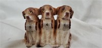 Vintage Pottery Dog Trio Coin Bank Made in Japan
