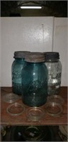2 Ball jars and 1 Atlas jar and glass lids