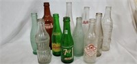 Lot of 11 Vintage Glass Soda Bottles