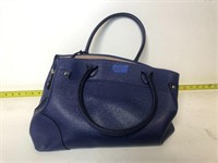 Navy Blue London Fog Leather Handbag