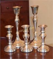 5 Silver Plate Candle Sticks