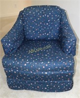 Pair  Floral Print Upholstered Swivel/Rocker