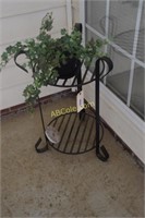 (2) Wrought Metal Plant Stands w/plants