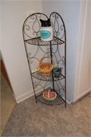 Metal Corner Rack w/cookie jar; mortar & pestle;