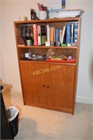 Bookshelf; cabinet w/office supplies